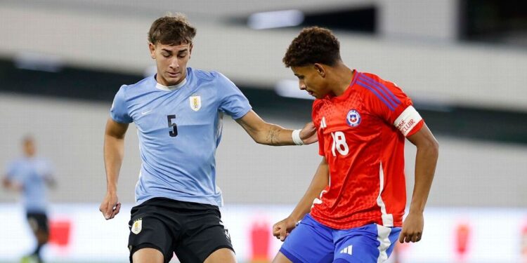 La selección chilena sub 20  igualó1-1 frente a de Uruguay
